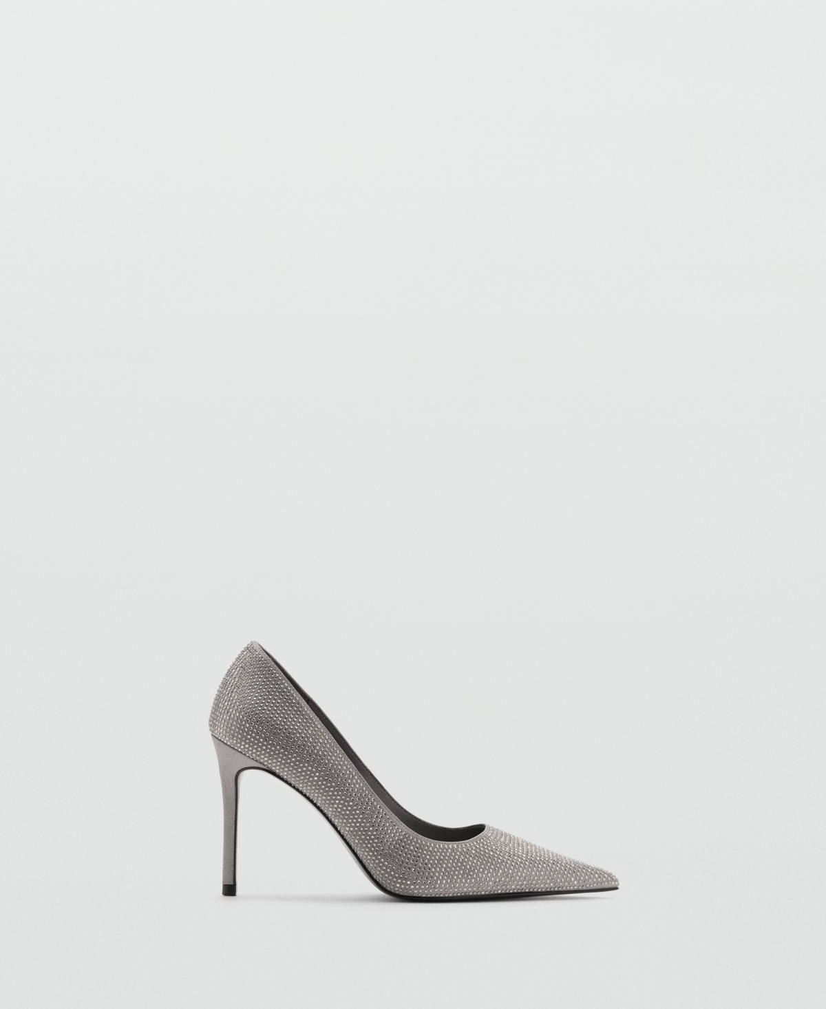 Mango Rhinestone Heel Pump In Silver
