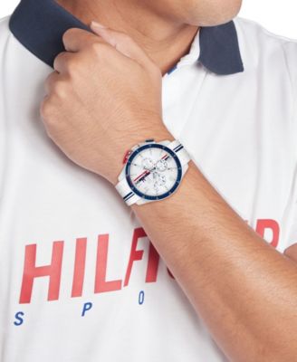 Men's Chronograph White Silicone Strap Watch, 46mm