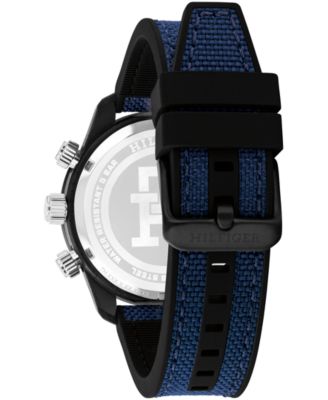 Men's Chronograph Blue Cordura & Black Silicone Strap Watch, 42mm