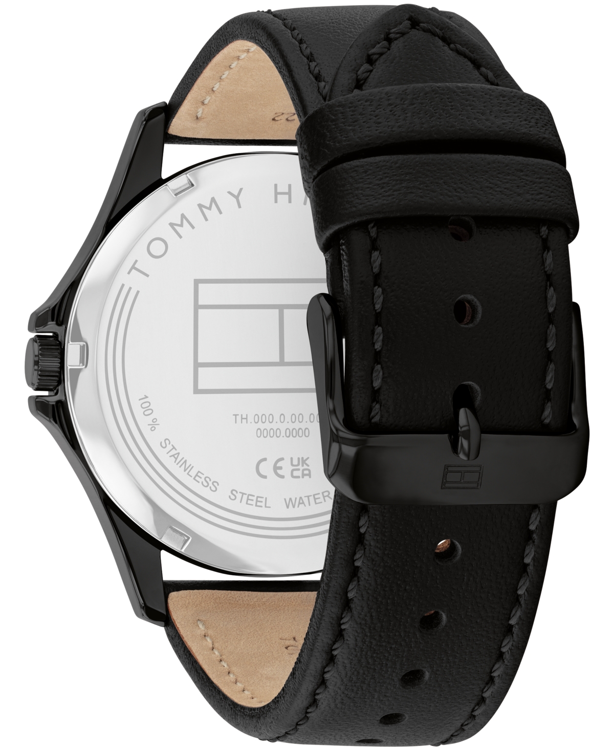 Tommy Hilfiger Men's Quartz Black Leather Strap Watch, 43mm In Black
