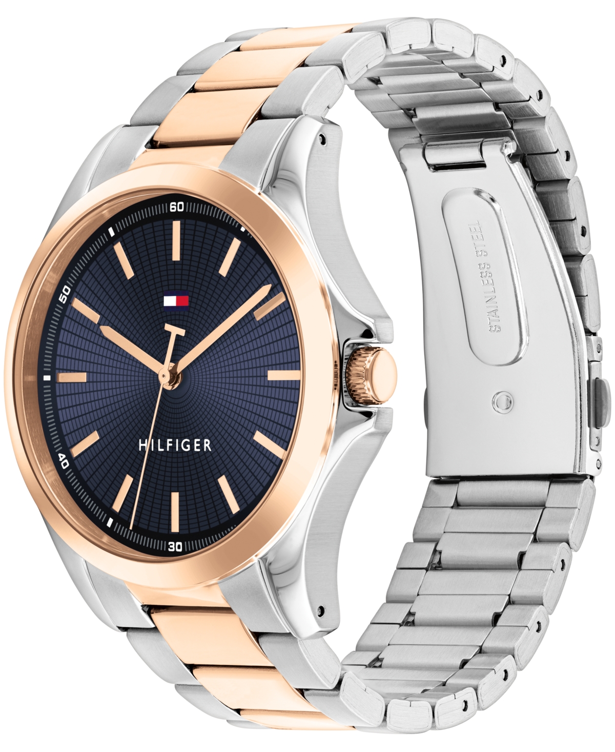 Tommy Hilfiger Men's Quartz Two-tone Stainless-steel Bracelet Watch, 43mm In Navy