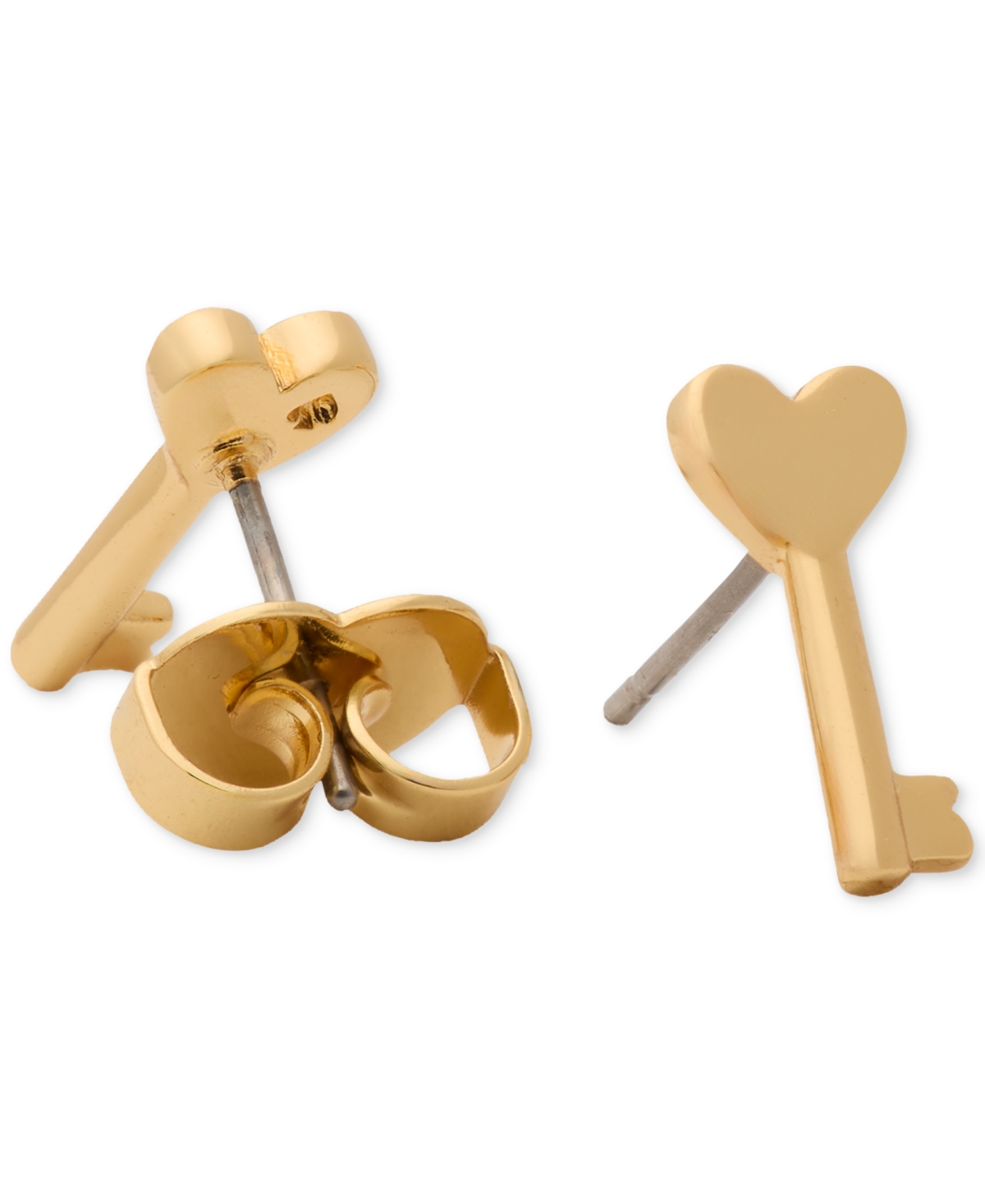 Shop Kate Spade Gold-tone Polished Heart Key Stud Earrings