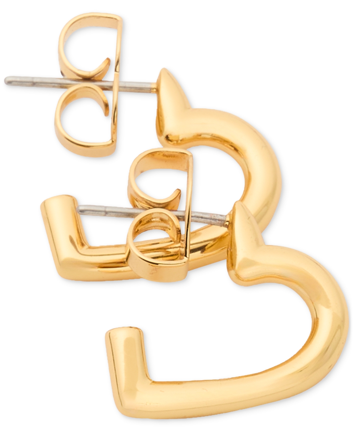Shop Kate Spade Polished Heart Huggie Hoop Earrings, 0.63" In Gold