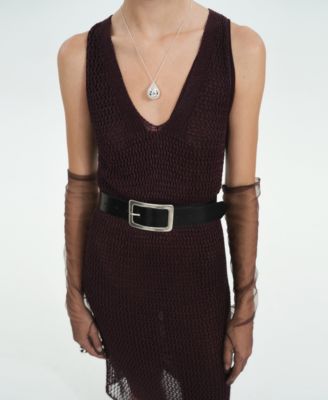 Women's Lurex Openwork Knit Dress