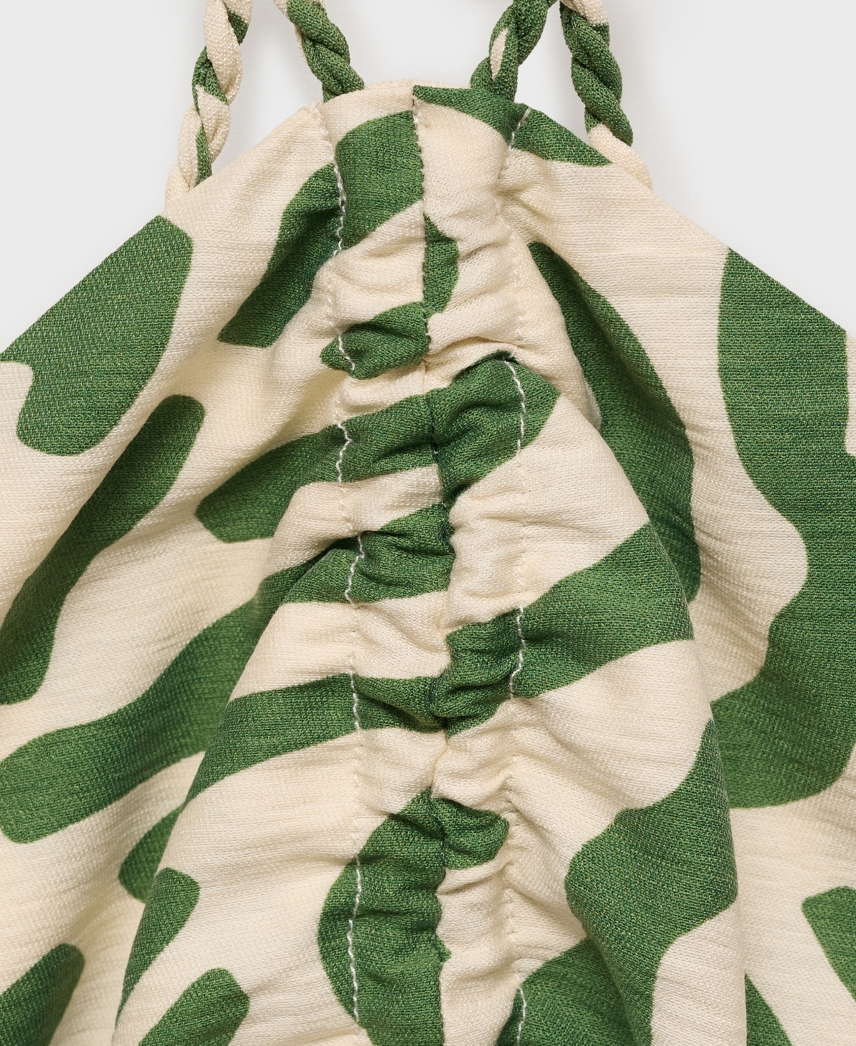 Mango Frill Print Cotton Midi Dress In Green