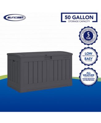 50 Gallon Medium Resin Outdoor Storage Deck Box with Lid, Peppercorn