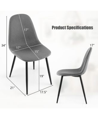 Dining Chairs Set of 4 Upholstered Fabric Chairs W/Metal Legs for Living Room
