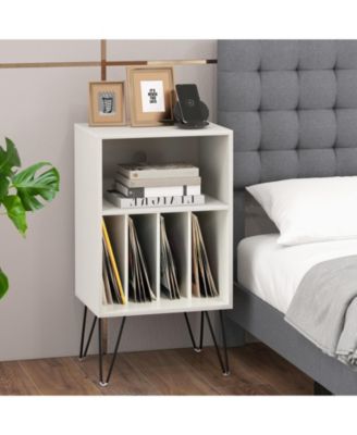 Record Player Stand with Charging Station for Living Room Bedroom