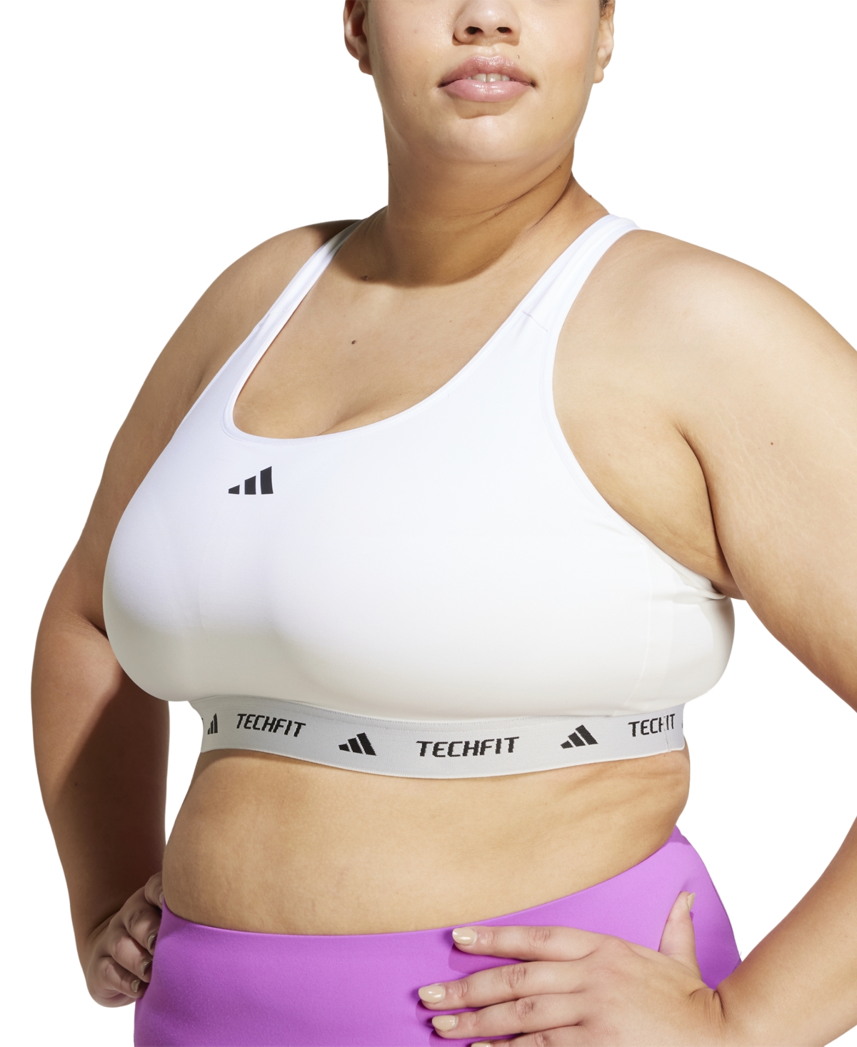 Adidas Originals Plus Size Techfit Racerback Sports Bra In Neutral