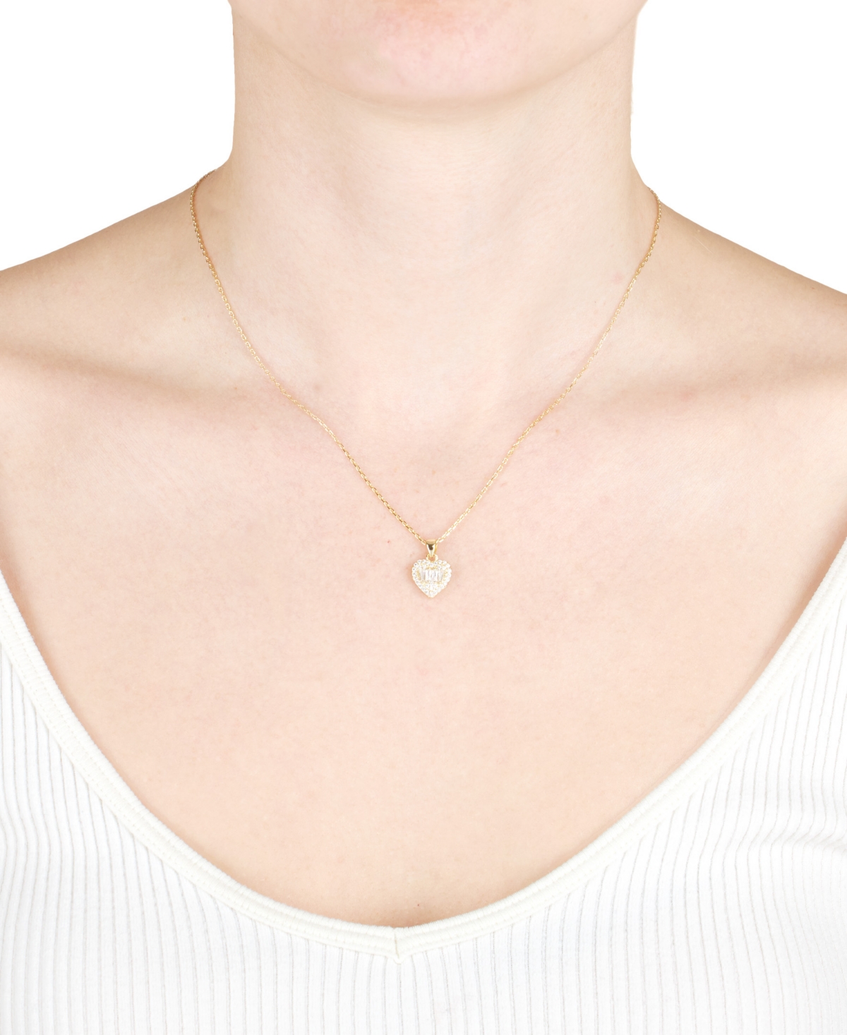 MACY'S CUBIC ZIRCONIA MIXED CUT HEART PENDANT NECKLACE (1/2 CT. T.W.) IN STERLING SILVER (ALSO AVAILABLE IN 