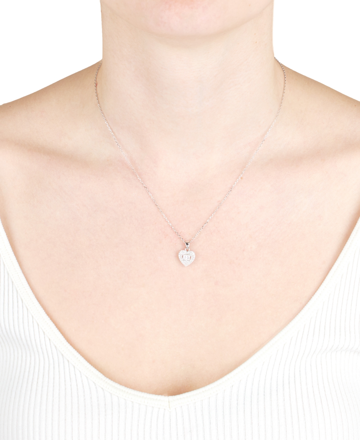 Macy's Cubic Zirconia Mixed Cut Heart Pendant Necklace (1/2 Ct. T.w.) In Sterling Silver (also Available In In Silver