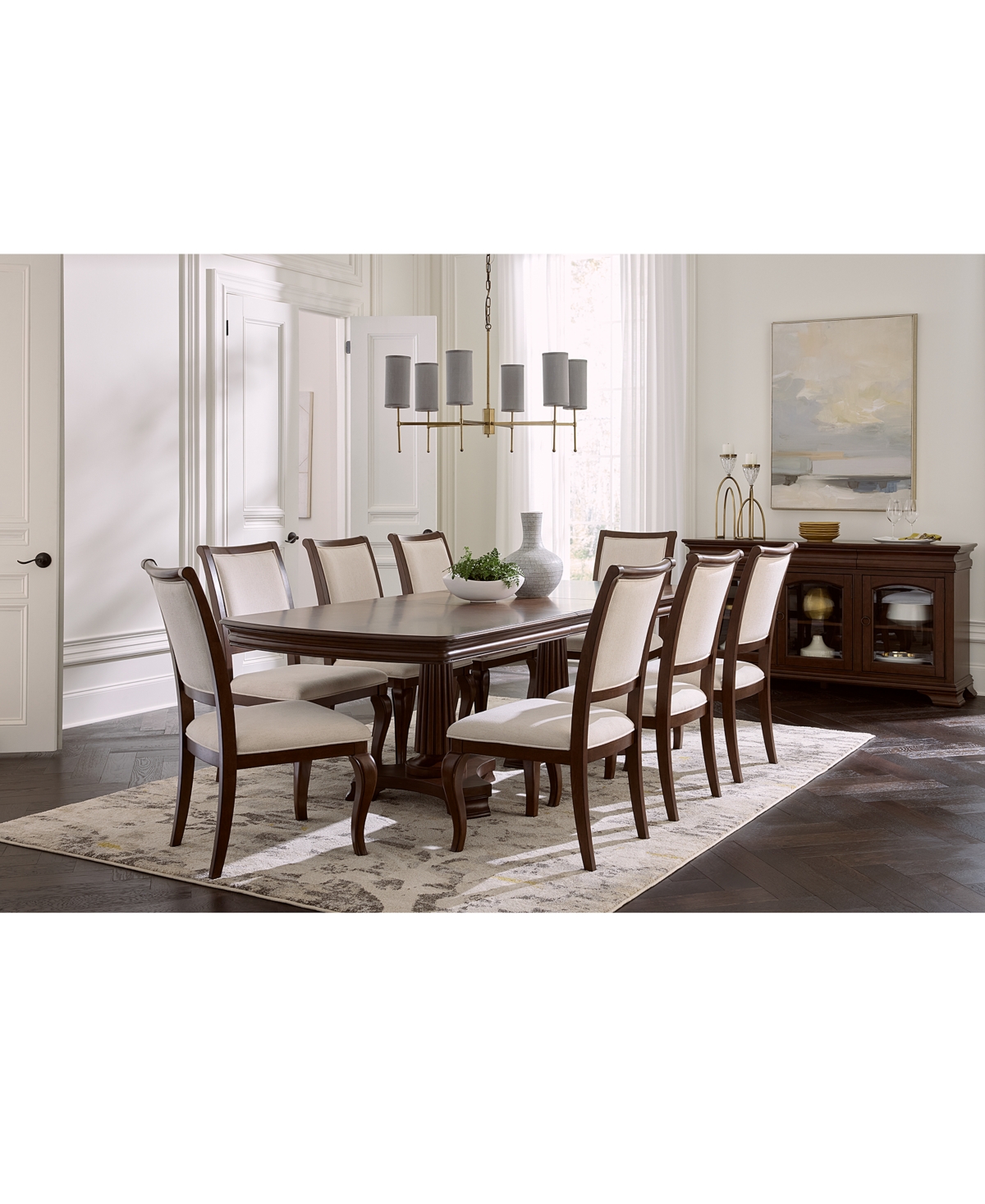 Macy's Nelman 9-pc. Rectangular Dining Set (table & 8 Side Chairs), Created For  In Brown
