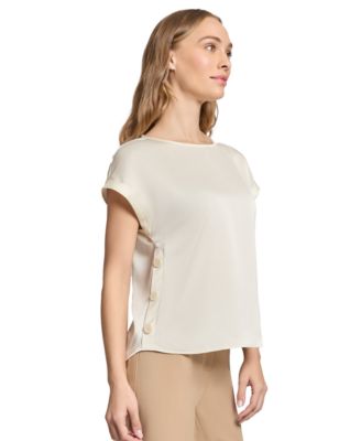Women's Side-Button Short-Sleeve Top