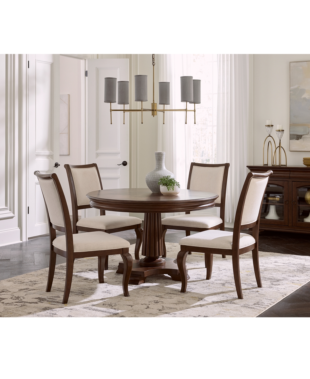 MACY'S NELMAN 5-PC. ROUND DINING SET (TABLE & 4 SIDE CHAIRS), CREATED FOR MACY'S 