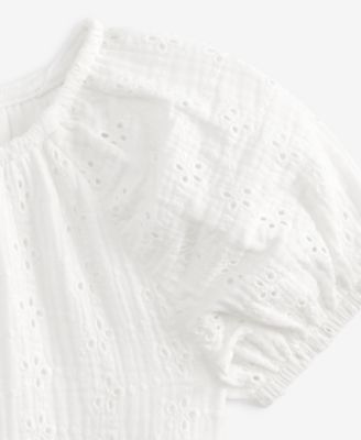 Baby Girls Woven Cotton Eyelet Dress, Exclusively at Macy's