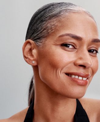 Gold-Plated Round Pav&eacute; Halo Stud Earrings