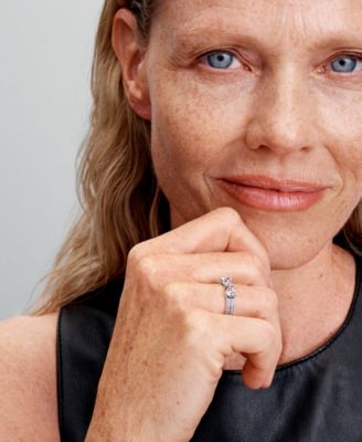 Sterling Silver Sparkling Bow Double-Row Ring