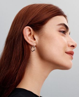 Sterling Silver Disney Mickey Mouse Silhouette Hoop Earrings