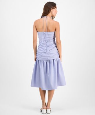 Juniors' Striped Rosette-Trim Dropped-Waist Midi Dress