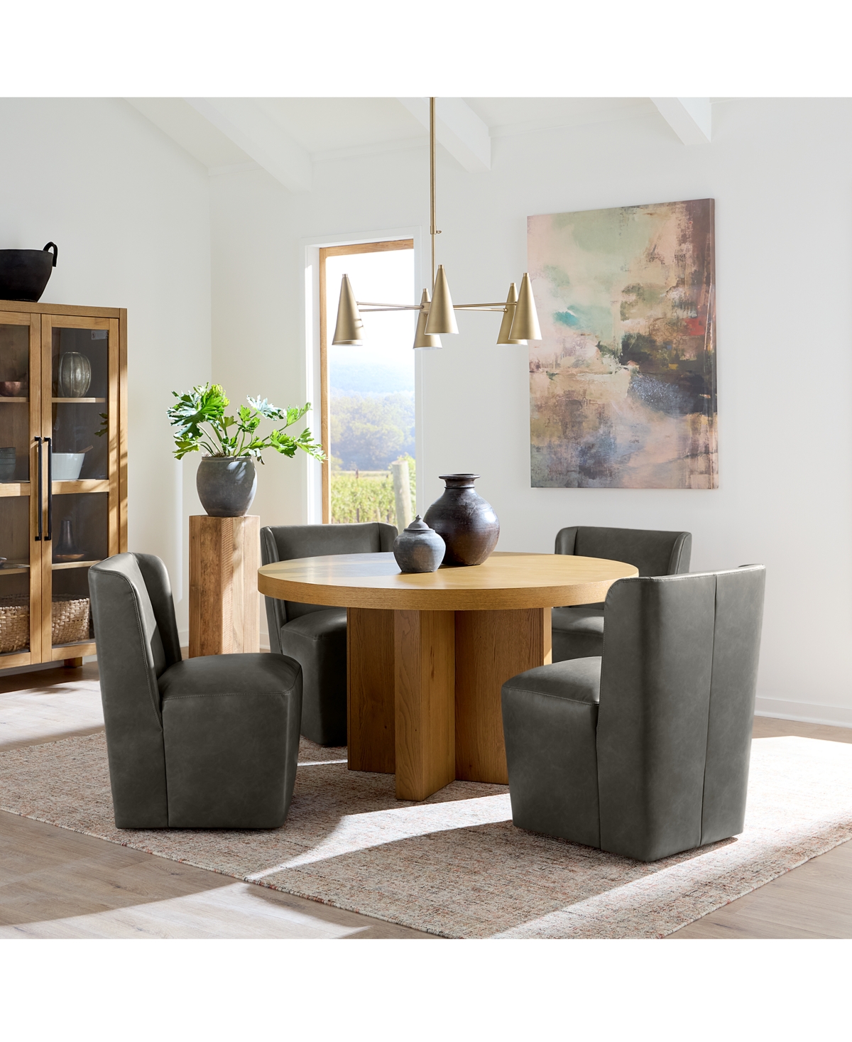 Macy's 5 Pc. Dining Set (davie Round Table & 4 Seham Chairs), Created For  In Slate