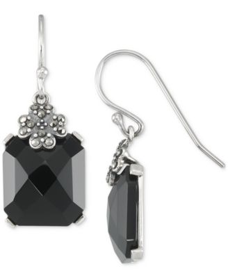 Agate (13 ct. t.w.) & Marcasite (1/5 ct. t.w.) Drop Earrings in Sterling Silver