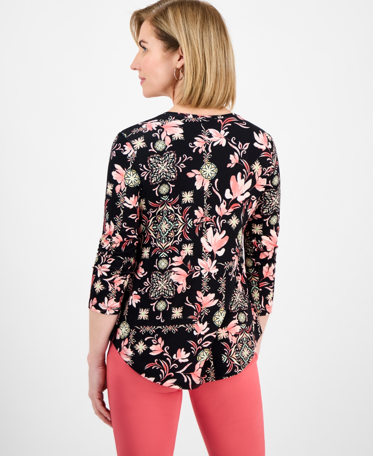 JM COLLECTION PETITE 3/4-SLEEVE TOP, EXCLUSIVELY AT MACY'S 