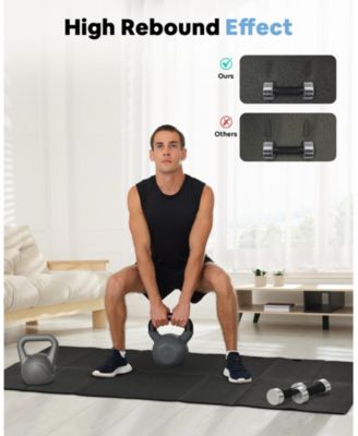 Foldable Rubber Treadmill Mat, Non-Slip Walking Pad Mats, High Resilience Floor Protector for Home Fitness, Bike Gym Mat, 68" * 25.6"