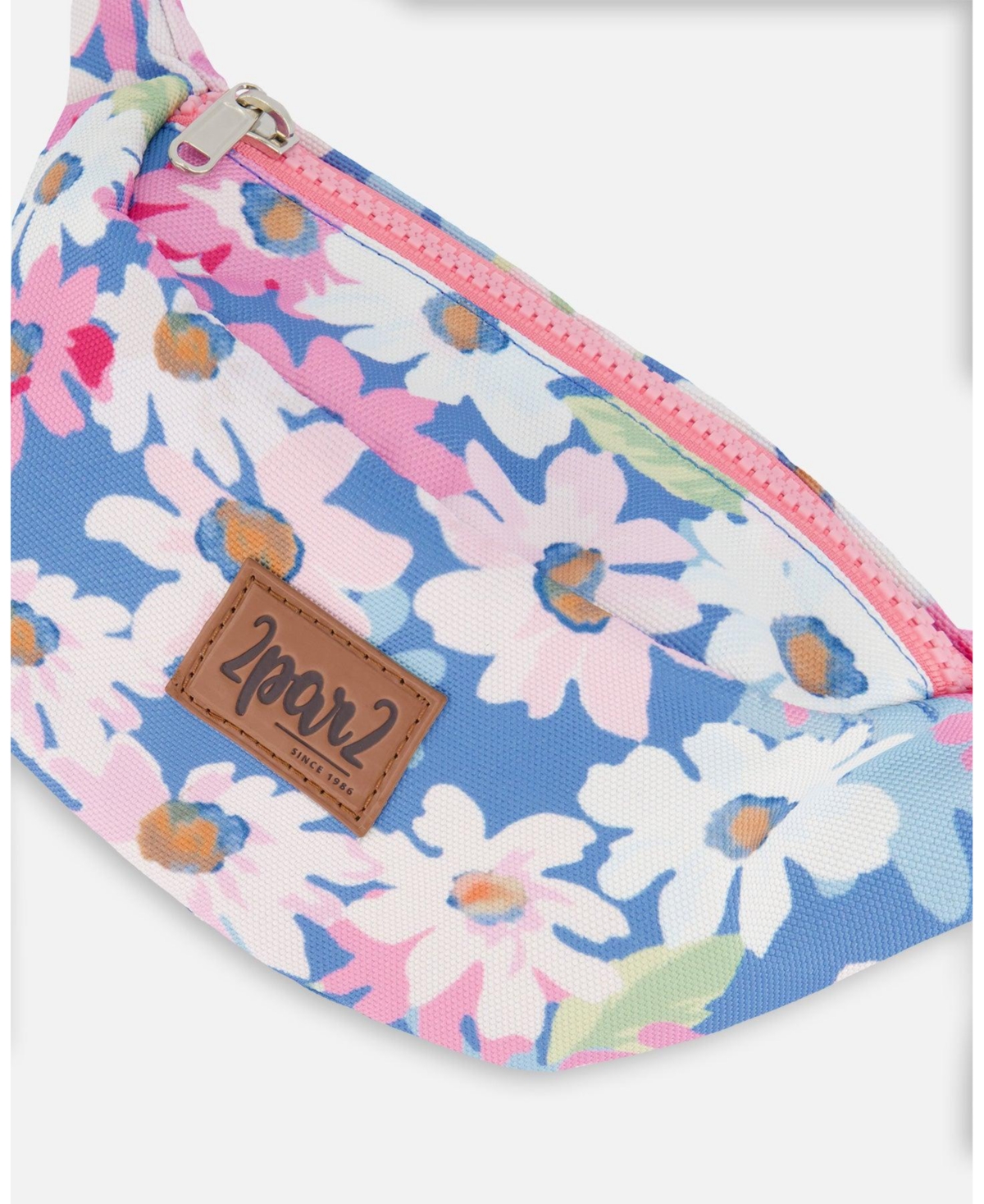 Deux par Deux Girl Printed Fanny Pack White, Pink, And Green Flowers - Toddler|Child