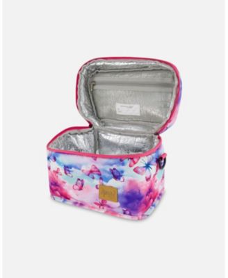 Girl Lunch Box Butterflies On Multicolored And Vibrant Pink Background