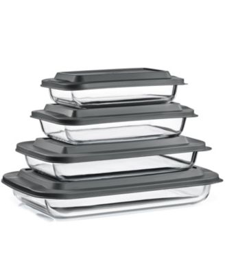 8-Piece Oven-Safe Glass Baking Dish Set with Lids
