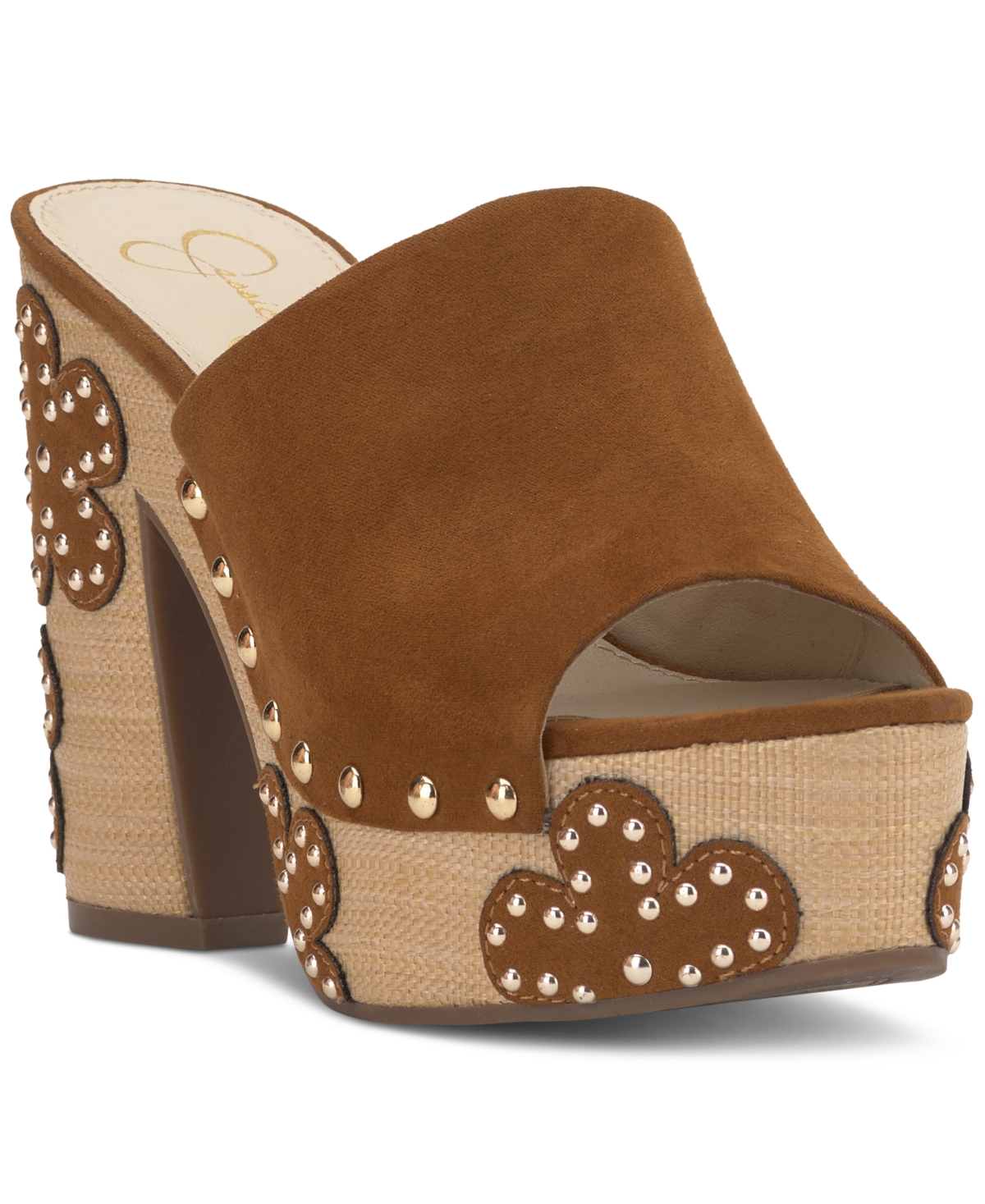 Jessica Simpson Shelbie Tuscan Tan Suede Platform High Heel Slide Sandals In Tuscan Tan Suede