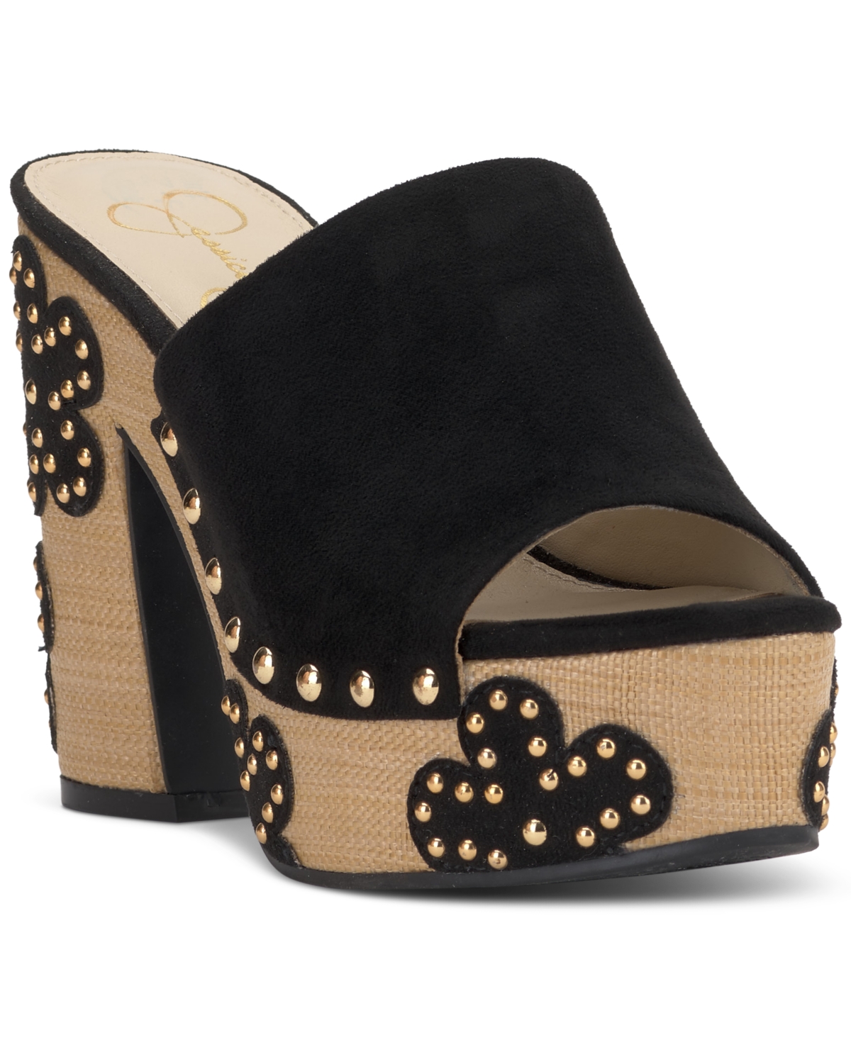 Jessica Simpson Shelbie Black Suede Platform High Heel Slide Sandals In Black Suede