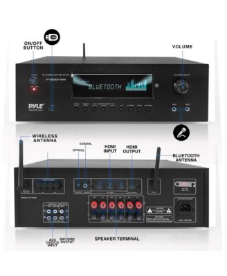 1000W 5.2-Channel Wireless BT Home Theater Receiver with 4K Support and AM/FM/USB/MP3 Playback