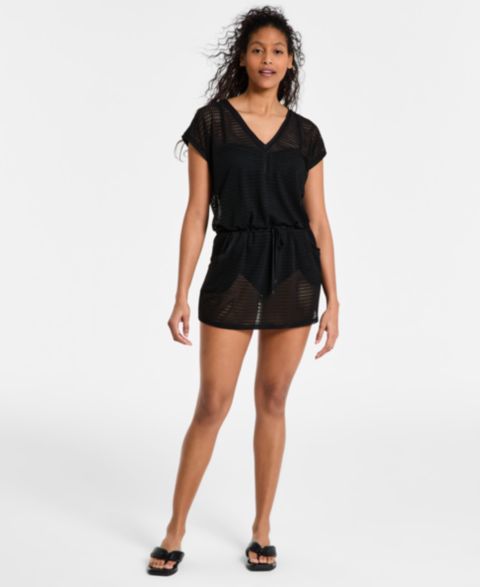 Пляжная накидка Tunic, сетка — DKNY, цвет: Чёрный