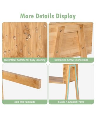 2 Pieces  Nightstand Sofa Table with Storage Shelf