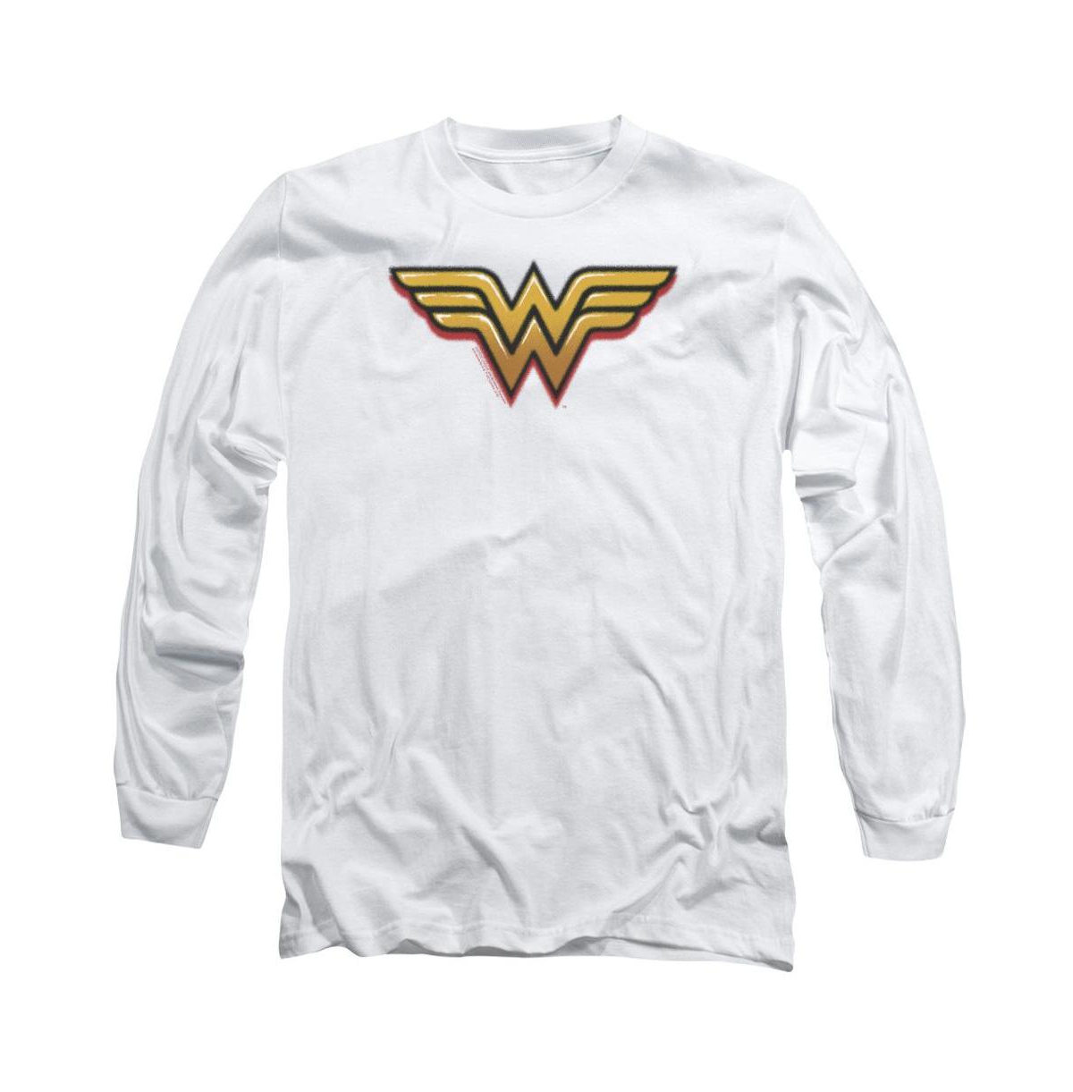 Big & Tall Dc Comics Wonder Woman Airbrush Ww Long Sleeve Adult Tee / T-Shirt - White