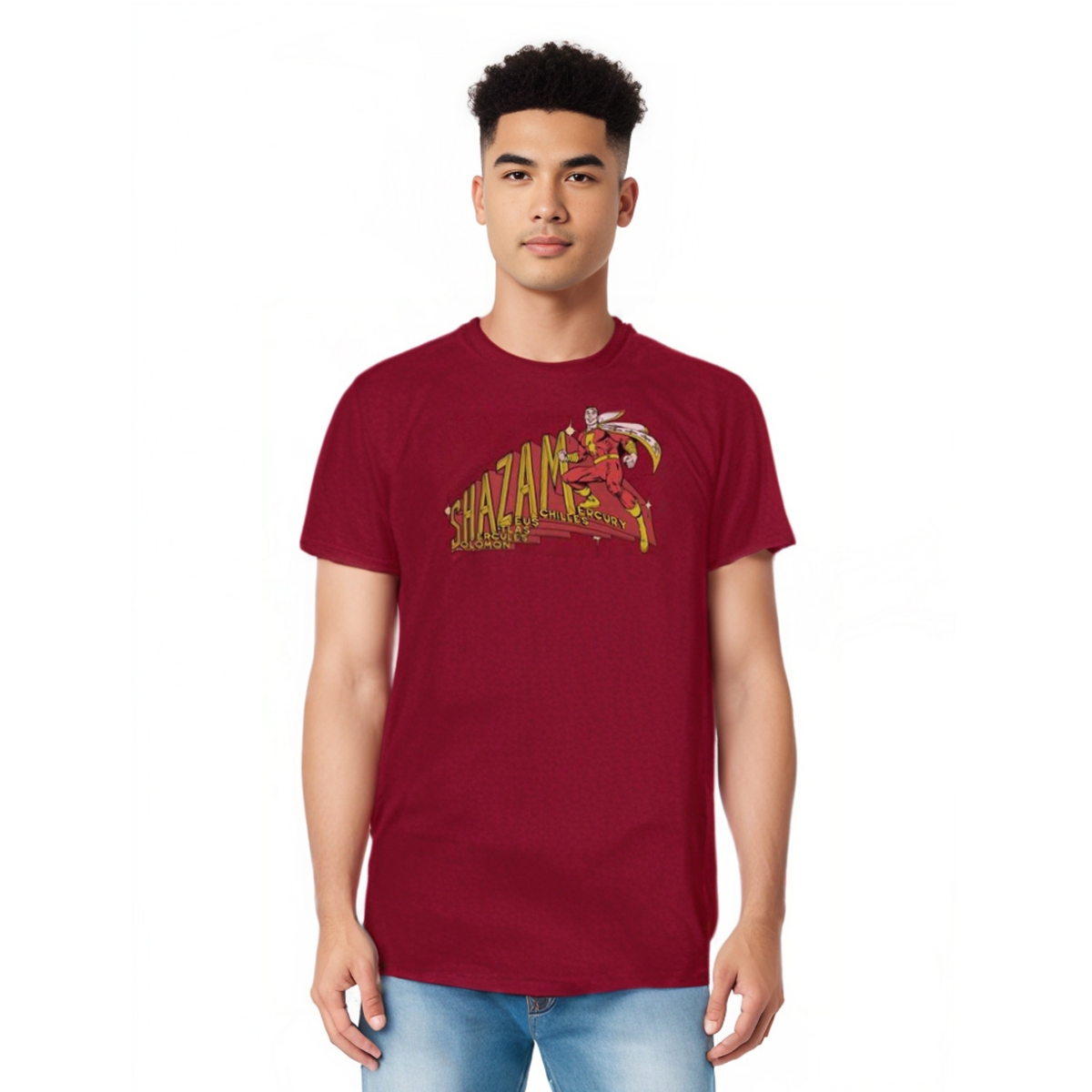 Mens Dc Comics Shazam Shazam Short Sleeve Adult Tee / T-Shirt - Red