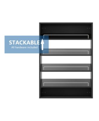 Modular Storage Angled Shelves, Wood Closet Organizer Adjustable, Stacking, Shoe Shelf Unit with 4 Shelves