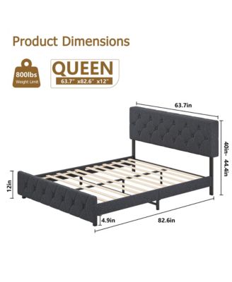 Upholstered Platform Bed Frame with USB Ports - Adjustable Headboard, Strong Frame, Wooden Slats Support - Linen Fabric Wrap, No Box Spring Needed - Easy Assembly