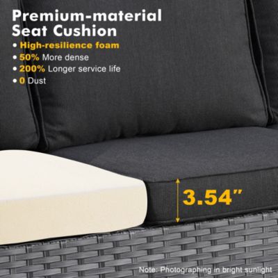 5 Piece Patio Furniture, Outdoor Furniture Sets, Modern Wicker Patio Furniture Sectional and 2 Pillows, All Weather Garden Patio Sofa, Backyard, Steel