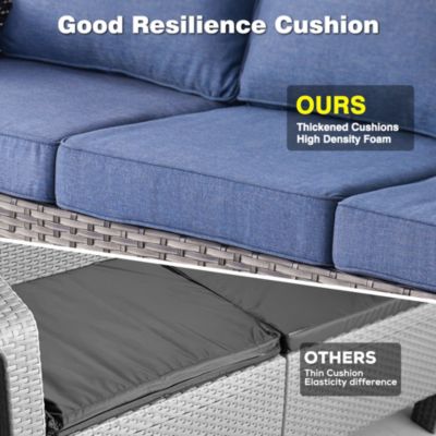 Outdoor Furniture Patio Furniture Conversation Set 5 Pieces All Weather Wicker High Back Couch with Ottomans