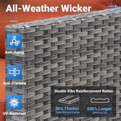 Patio Furniture Set 7 Piece High Back Sofa Outdoor Conversation Sets All Weather Wicker Rattan Sectional Sofa Set Couch and Chairs Garden Backyard Porch