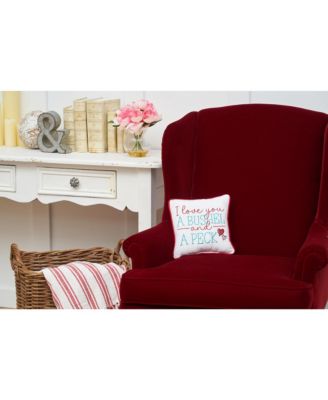 Valentine's Day "I Love You A Bushel And A Peck" Embroidered Small/Petite Size Accent Pillow, 10" x 10"