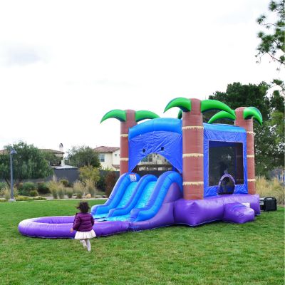 HeroKiddo Enchanted Forest Bounce House & Water Slide Combo w/ Detachable Pool (No Blower Included), Commercial Grade Inflatable