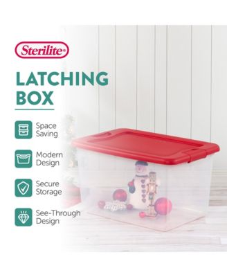 64 Qt. Clear Plastic Latching Lid Storage Bin Container Tote, 12 Pack