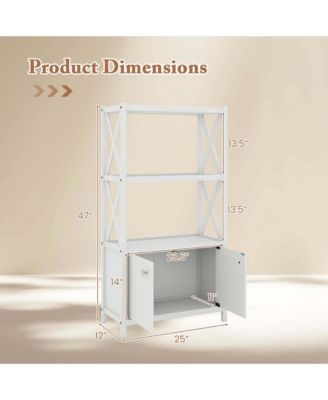 25" x 12" x 47" Bathroom Storage Cabinet with Open Shelves & Double Doors Modern Storage Organizer