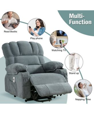 Single piece Woven Fabric Power Recliners for Elderly with Heat ,Lift Recliner Chair and Massage Recliner Chair