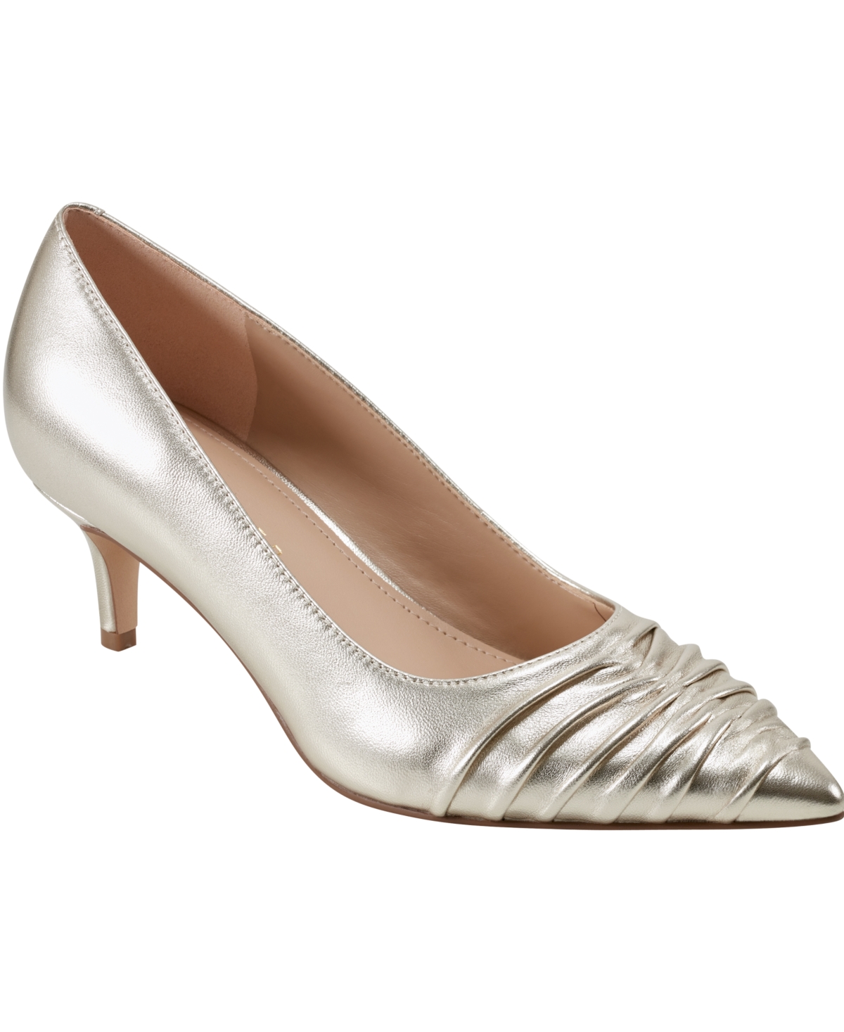 Marc Fisher Ltd Paria Pointed Toe Kitten Heel Pump In Gold