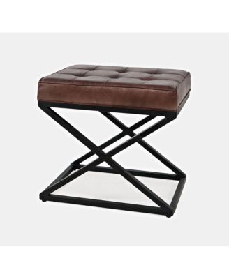 Global Archive Genuine Leather Distressed Ottoman Stool