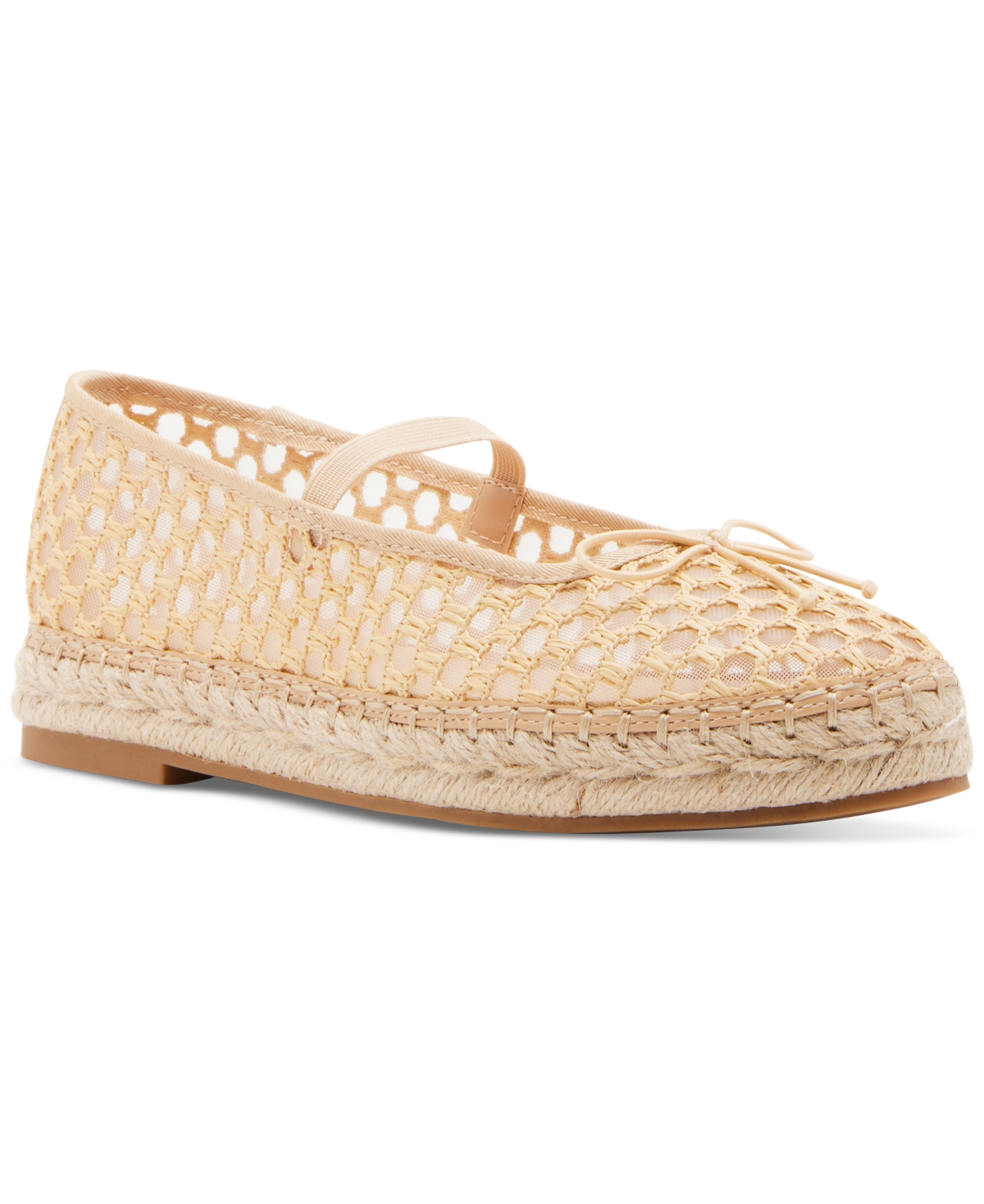 July Mary-Jane Platform Espadrille Flats - Natural Raffia